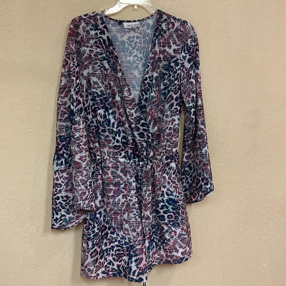 Jennifer Lopez womans boho Belle sleeve tie-dye Romper size M - Picture 2 of 8